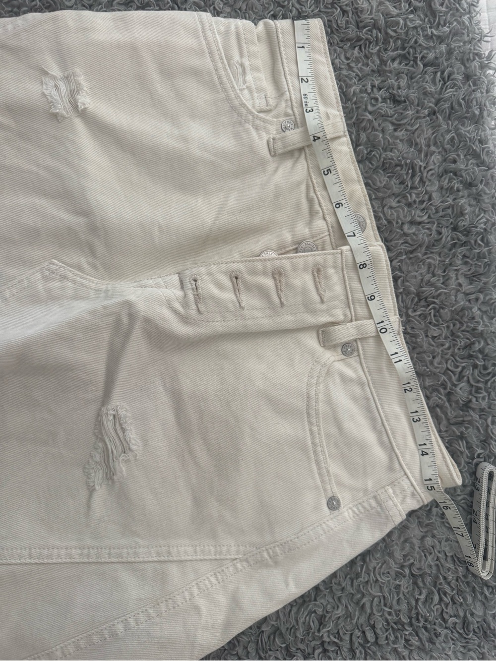 Free People Cream Distressed Denim Mini Skirt - Size 26 - Picture 7 of 7